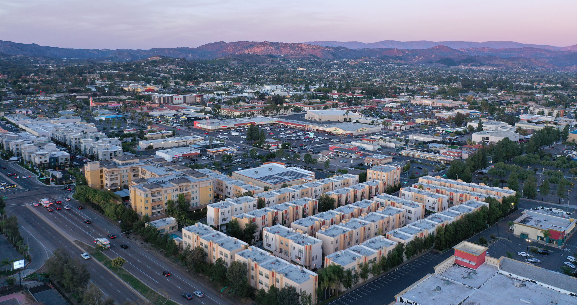 Aerial view of middle income housing complex