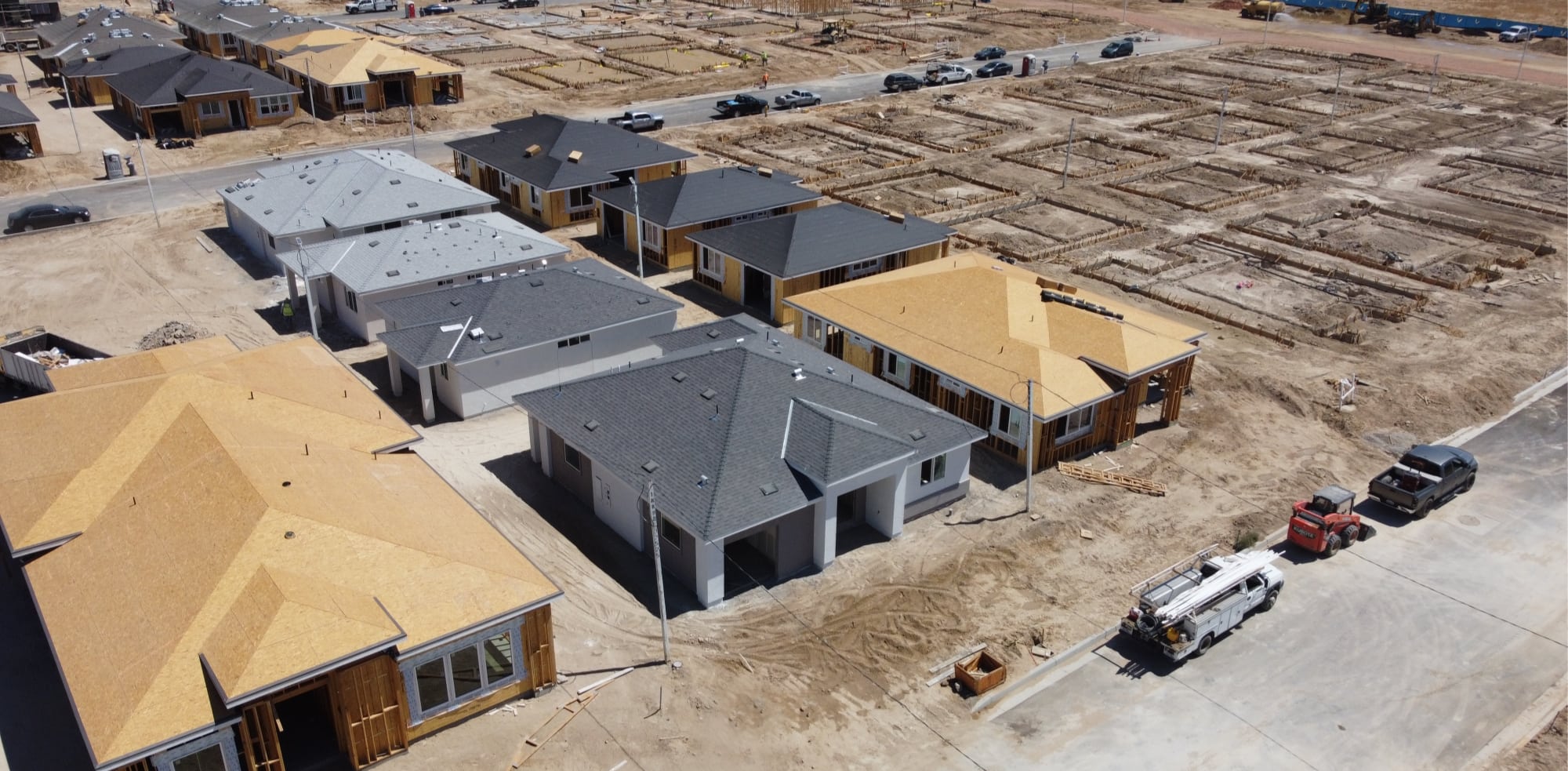 Aerial view of build to rent community under construction