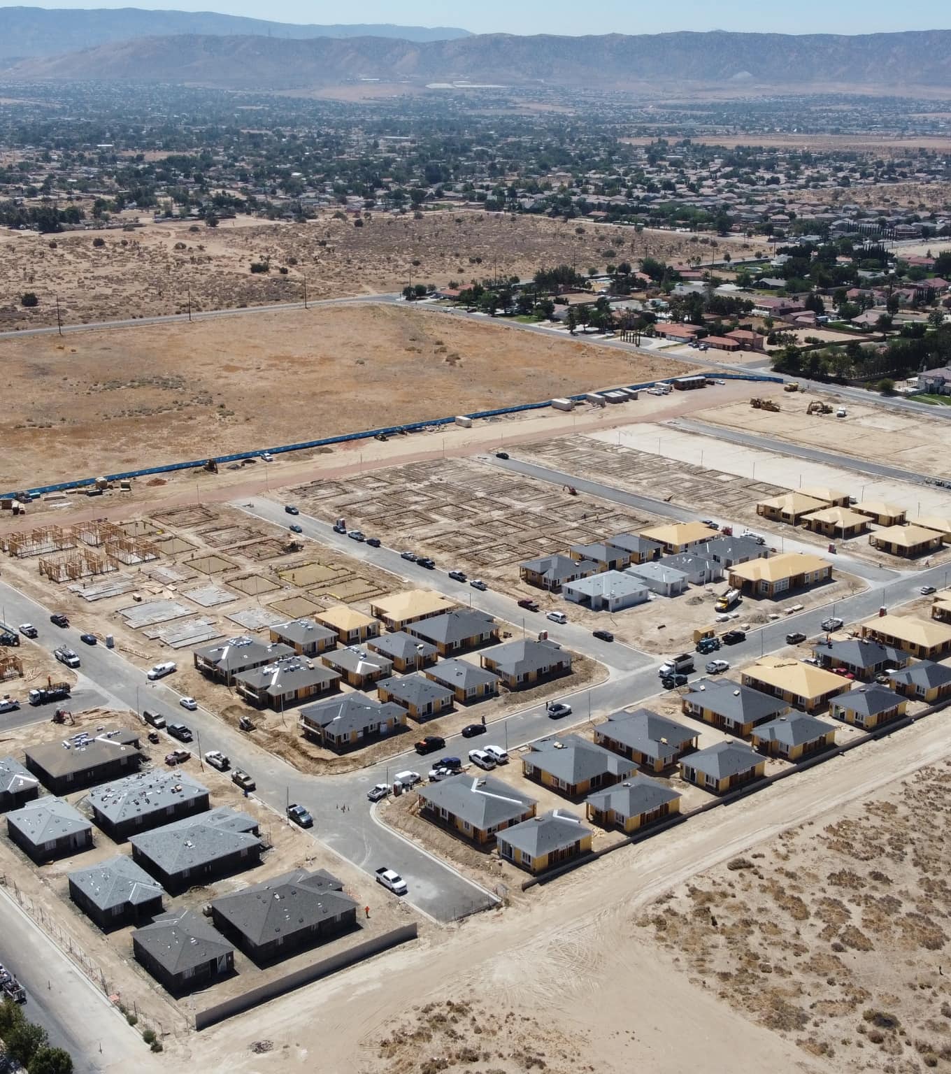 Aerial view of half-filled build to rent neighborhood